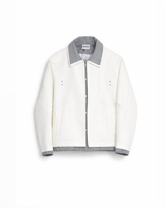 Fake Two-Piece Premium Collar Jacket WHT