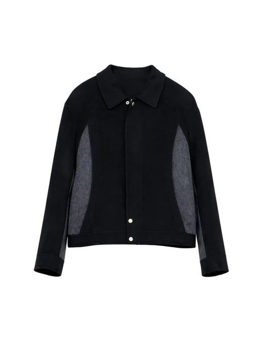 Contrast-Color Handmade Collar Jacket BLK