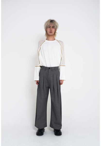 Hand-Stitched Patchwork Knit Long Sleeve T-Shirt