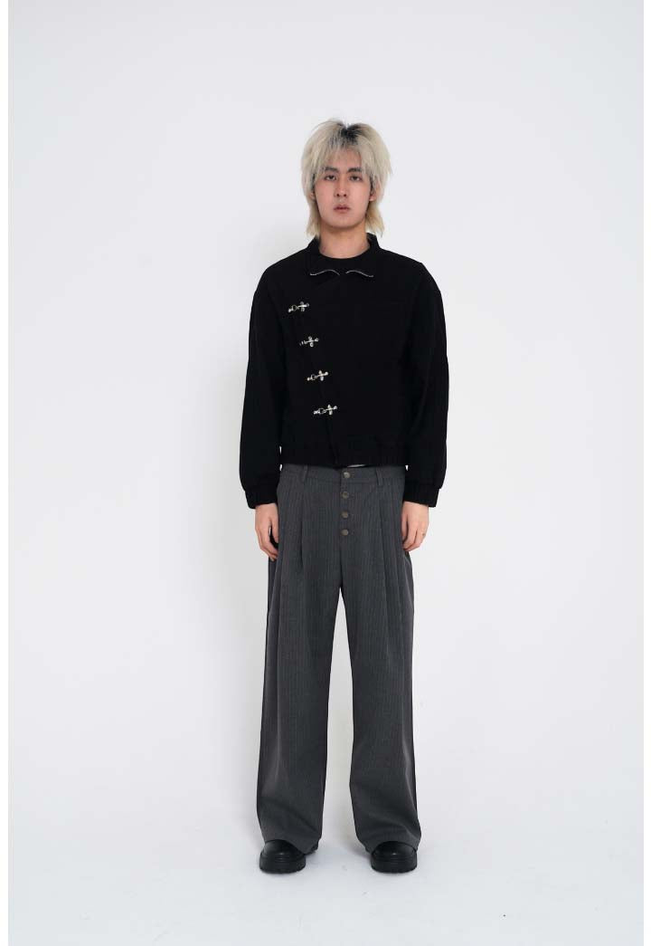 Aviation-Buckle Distressed Utility Jacket