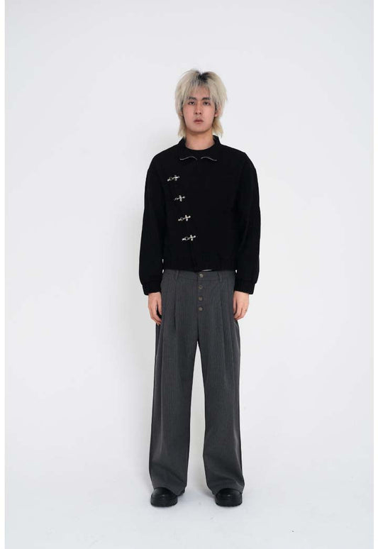 Aviation-Buckle Distressed Utility Jacket