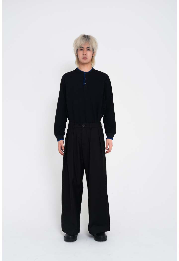 Crinkled Drape Pants BLK