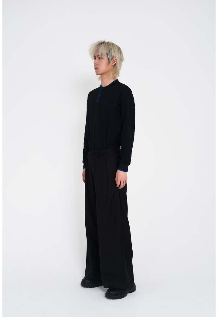 Crinkled Drape Pants BLK