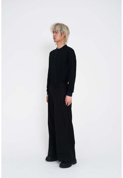 Crinkled Drape Pants BLK