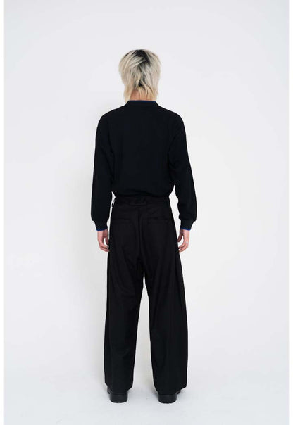 Crinkled Drape Pants BLK