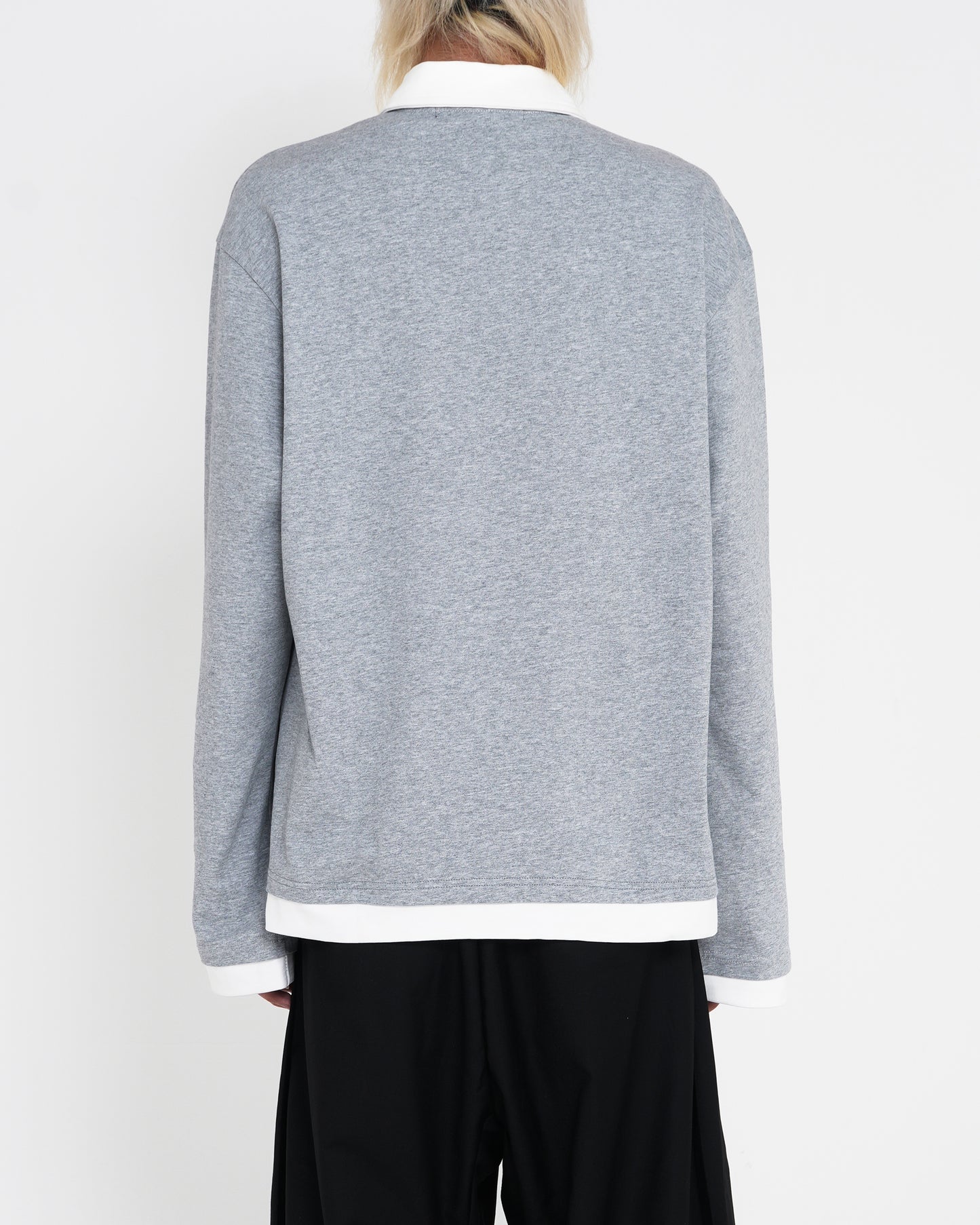 Contrast-Color Polo-neck Tee