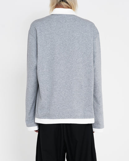 Contrast-Color Polo-neck Tee