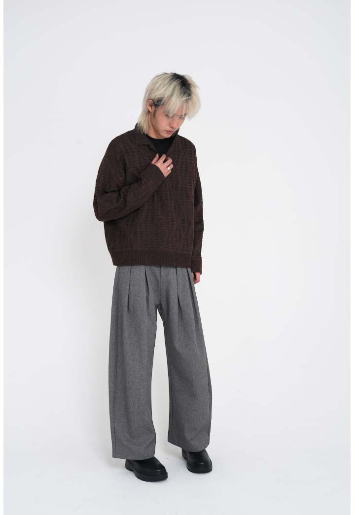 Crash-Finish Knit Polo Shirt