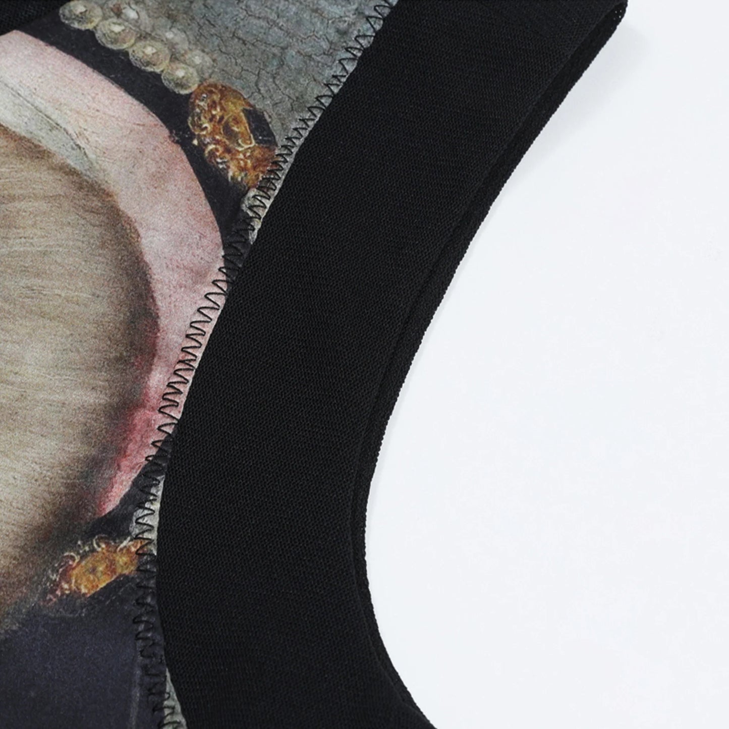 Victorian Style Punk Portrait Silk Sleeveless Top