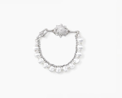 Zinnia Flower Bracelet_Silver Pearl_Pocket Edition