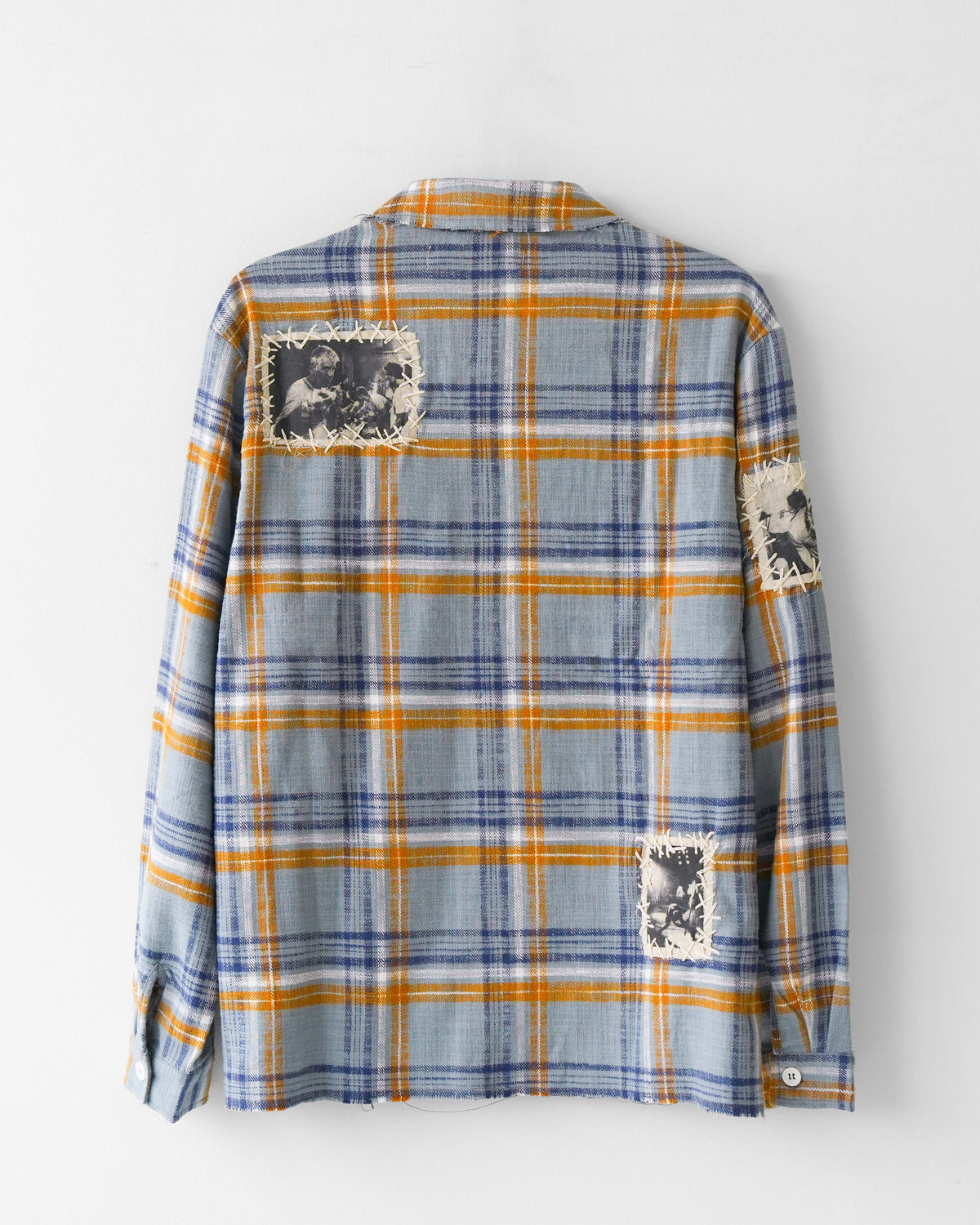 Distressed Handmade Patchwork Check Shirt BLU