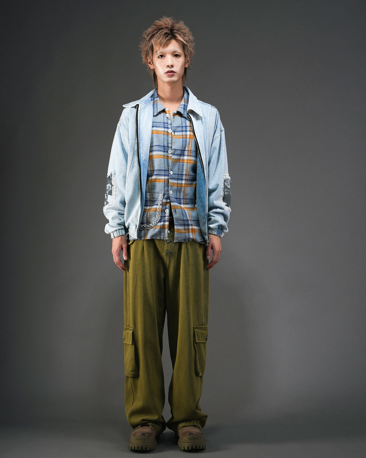 Washed Distressed Panelled Denim Jacket L.BLU