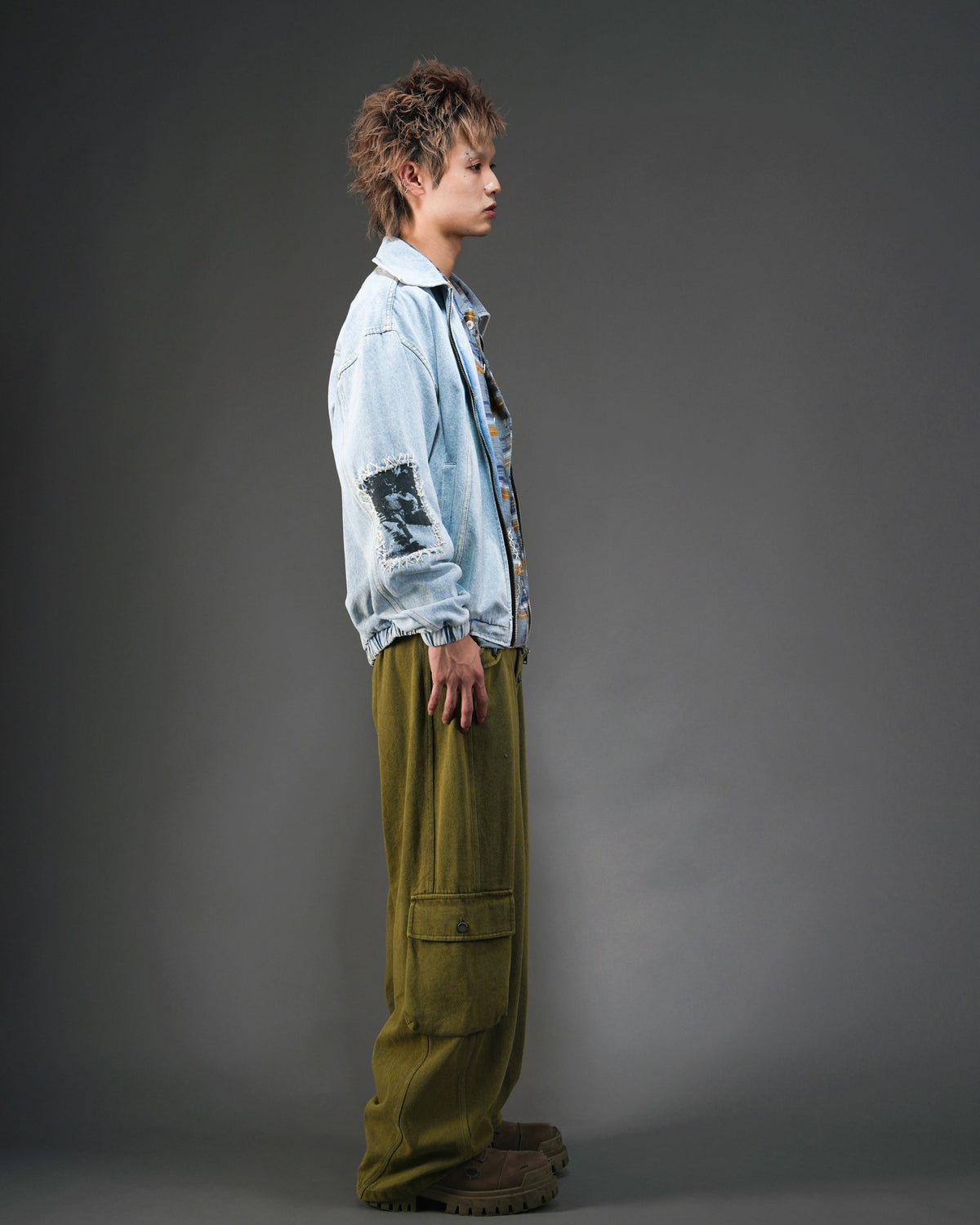 Washed Distressed Panelled Denim Jacket L.BLU