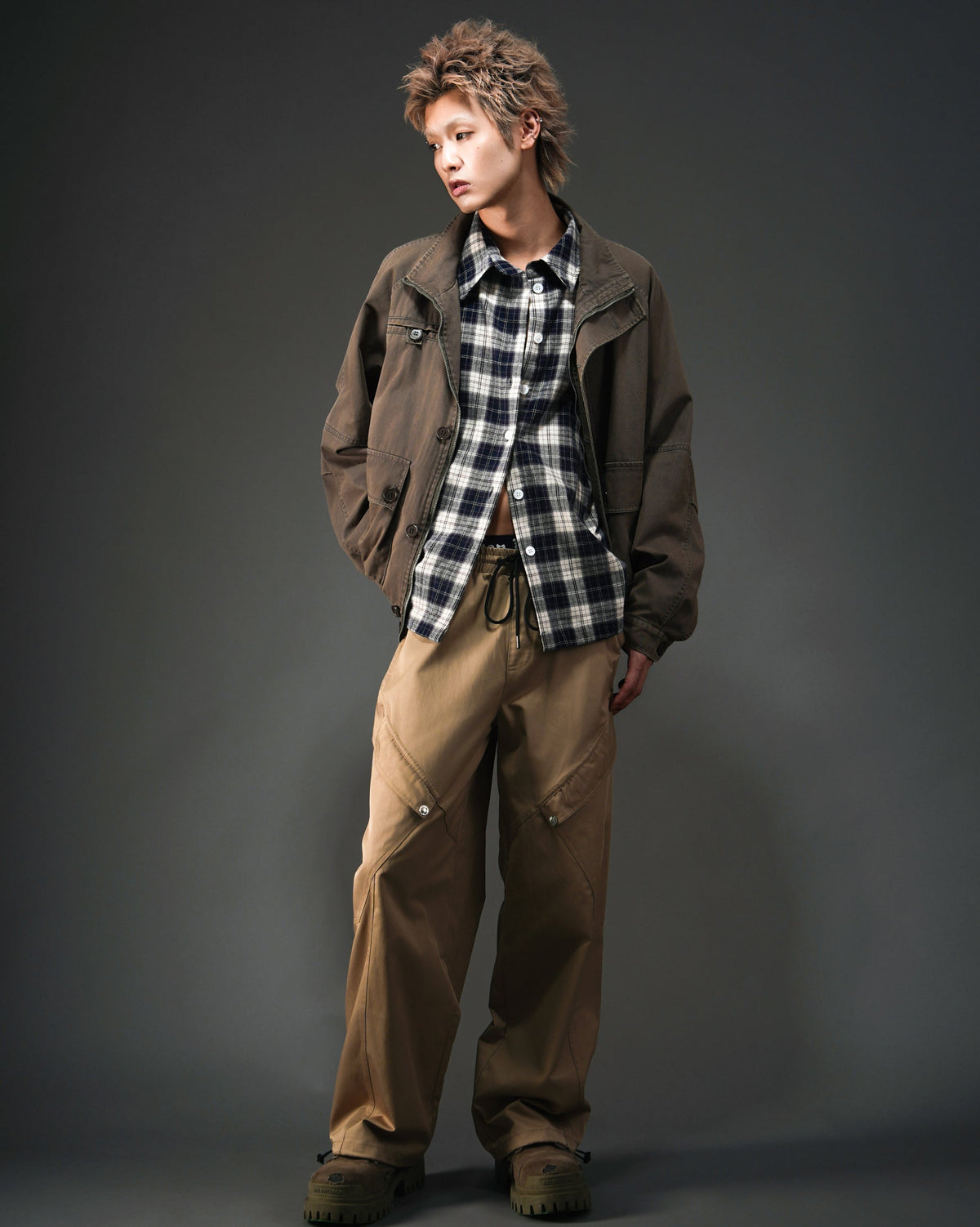 Distressed Snow Washed Hunting Jacket GRY