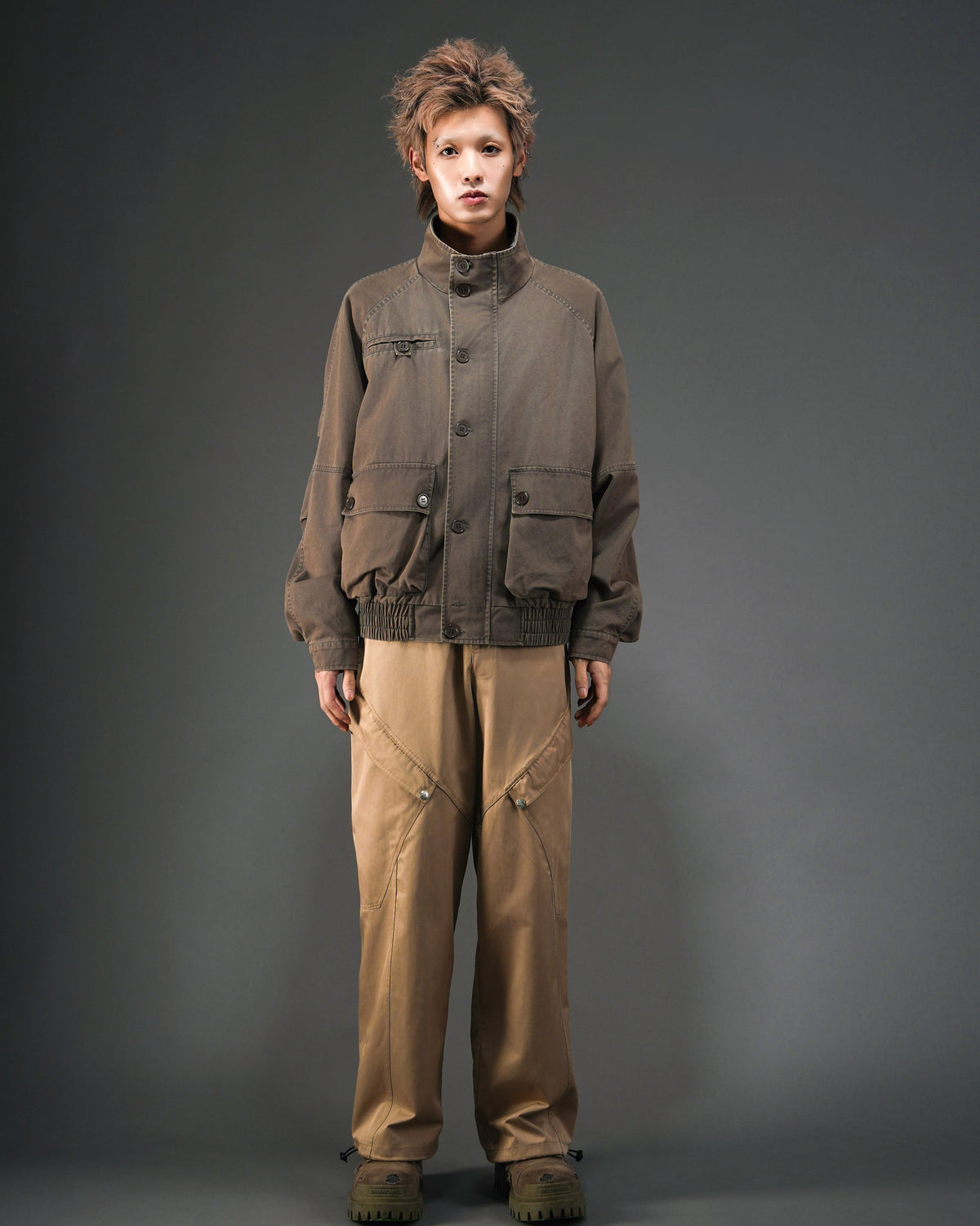 Distressed Snow Washed Hunting Jacket GRY