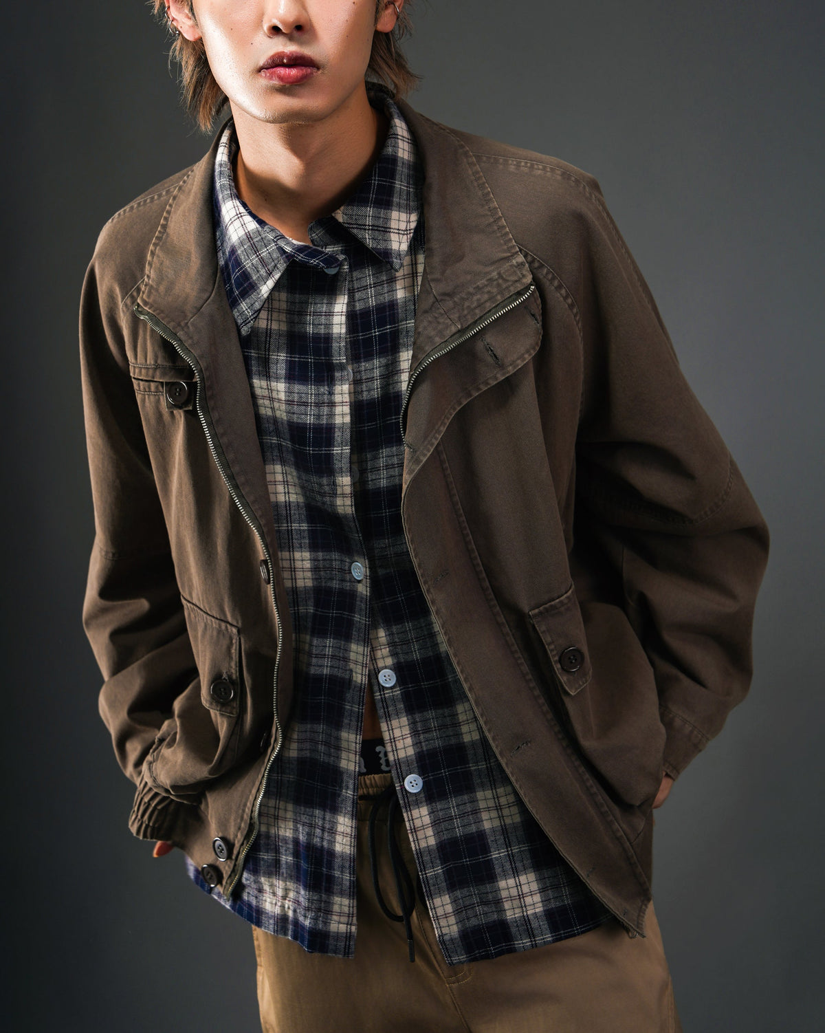 Distressed Snow Washed Hunting Jacket GRY