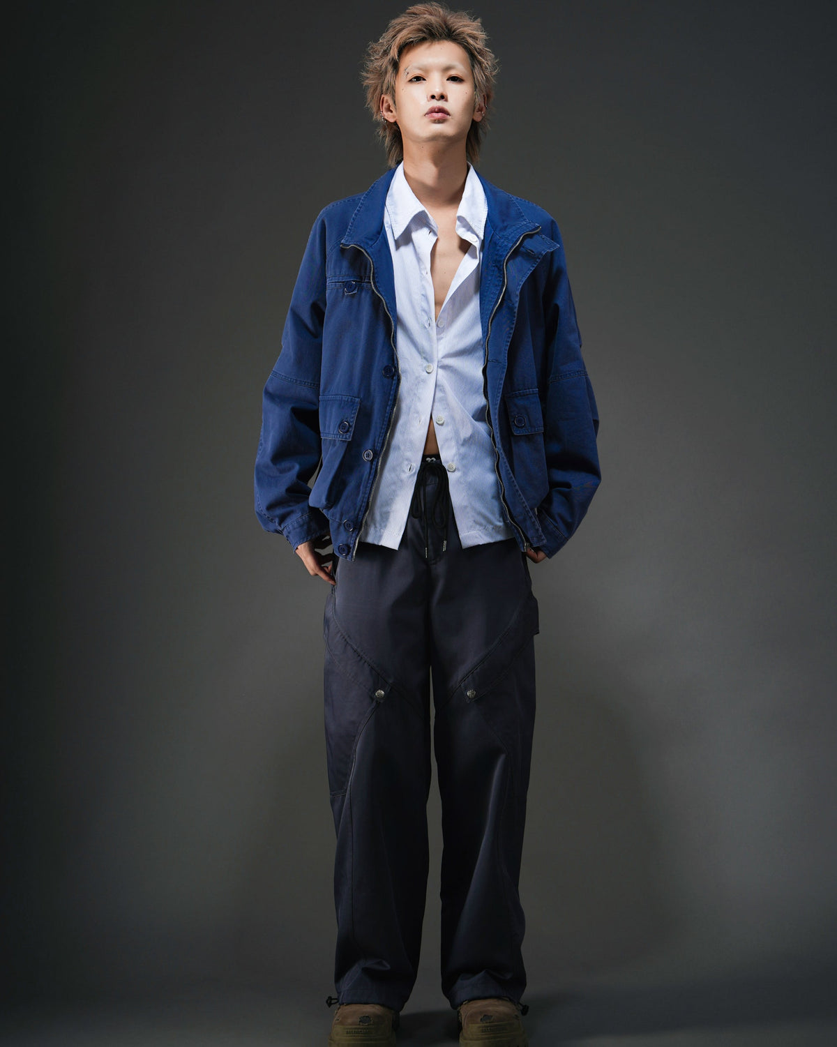 Distressed Snow Washed Hunting Jacket NVY