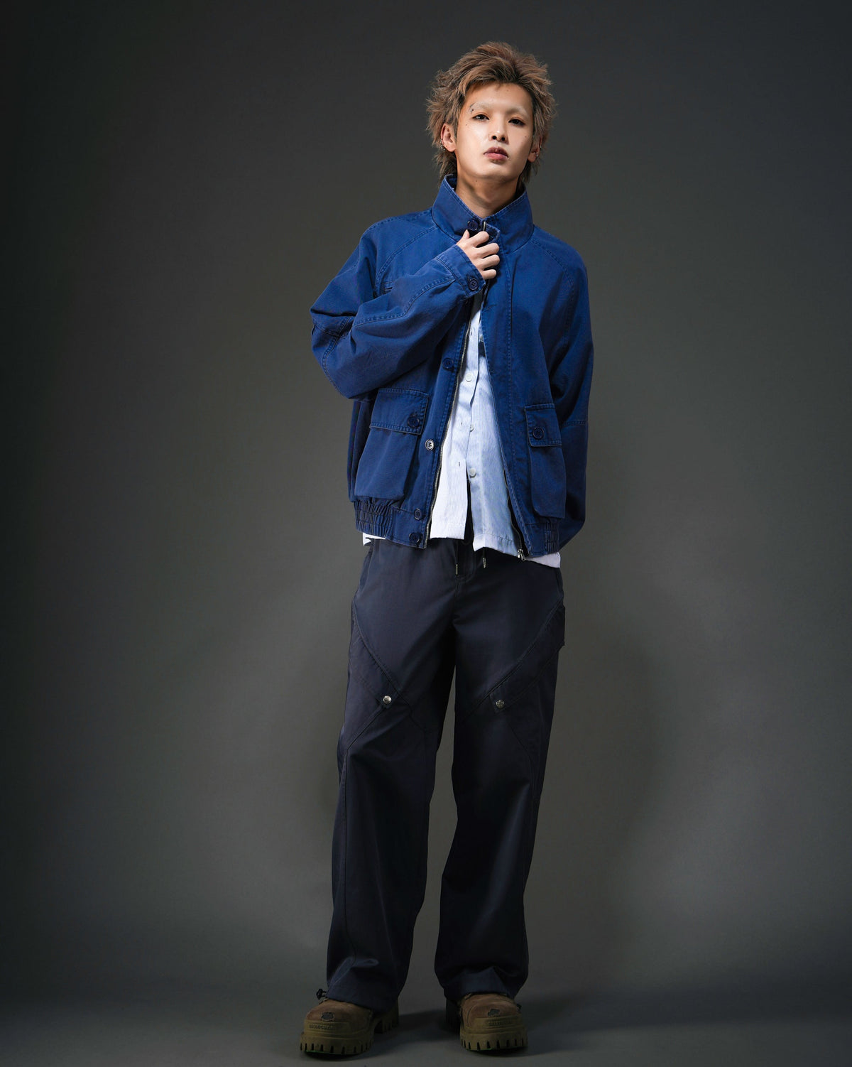 Distressed Snow Washed Hunting Jacket NVY