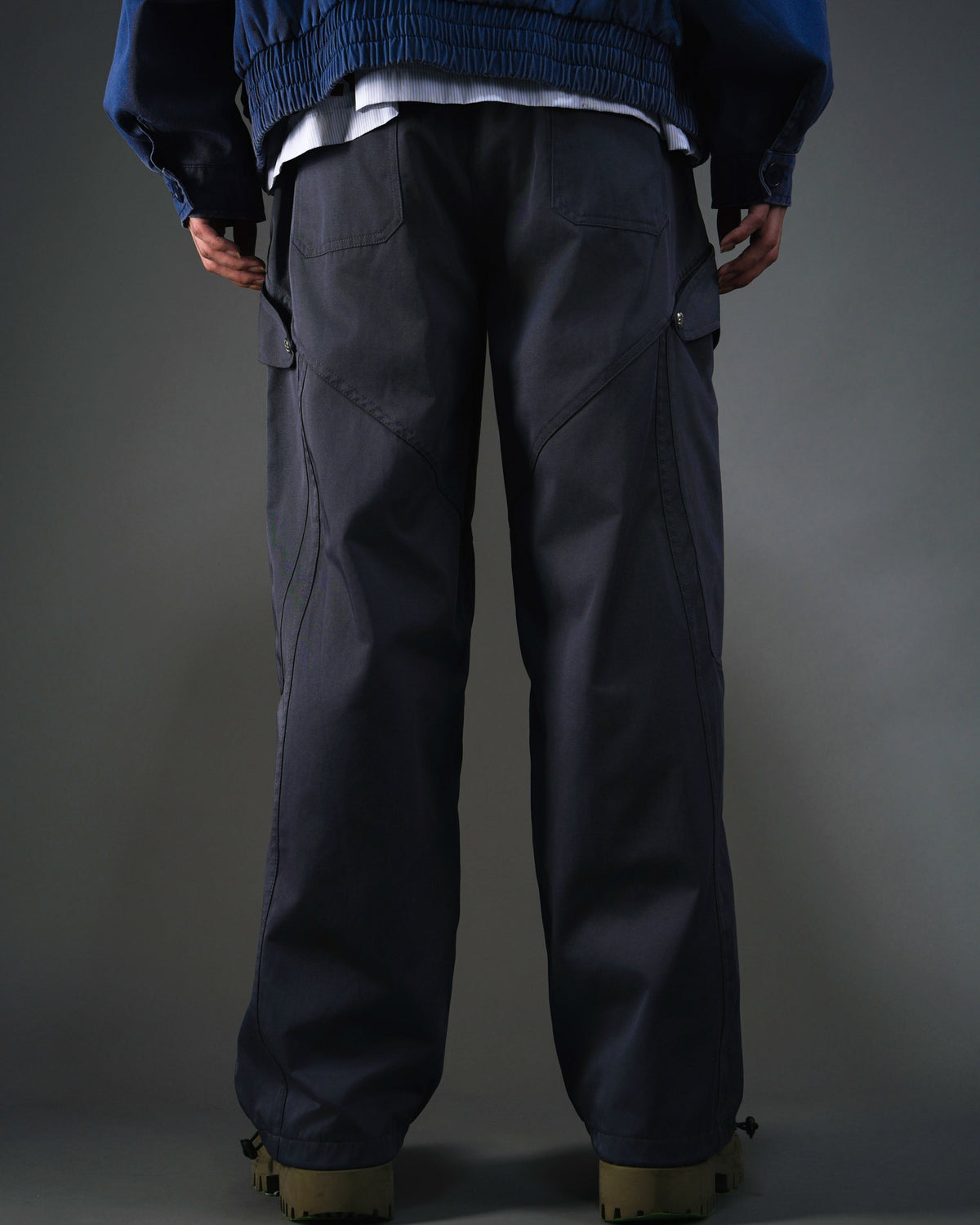 Skeleton Twill Drawstring Adjustable Cargo Pants NVY