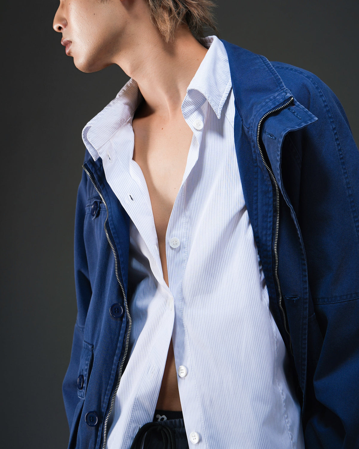 Distressed Snow Washed Hunting Jacket NVY