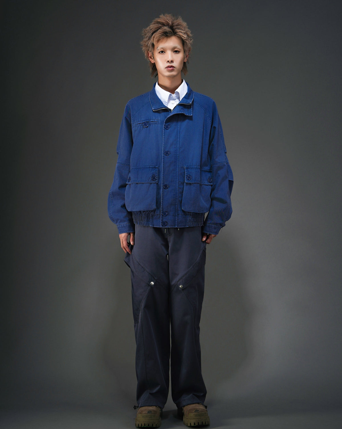 Distressed Snow Washed Hunting Jacket NVY