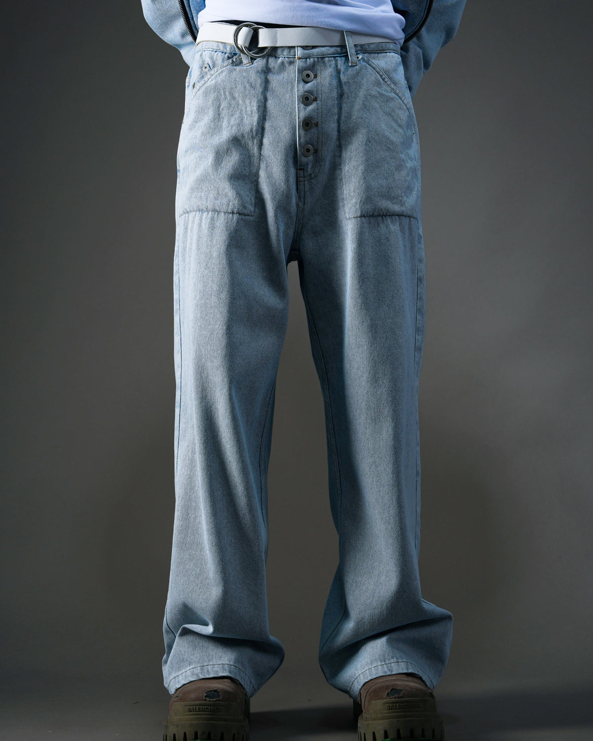 Washed Distressed Panelled Denim Jeans L.BLU