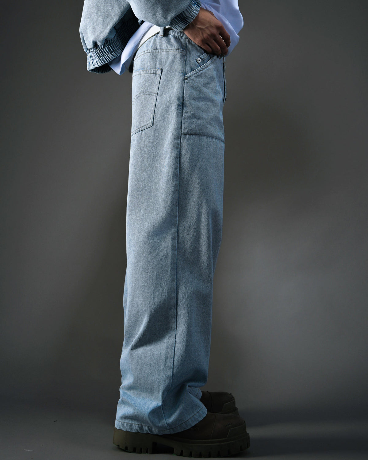 Washed Distressed Panelled Denim Jeans L.BLU