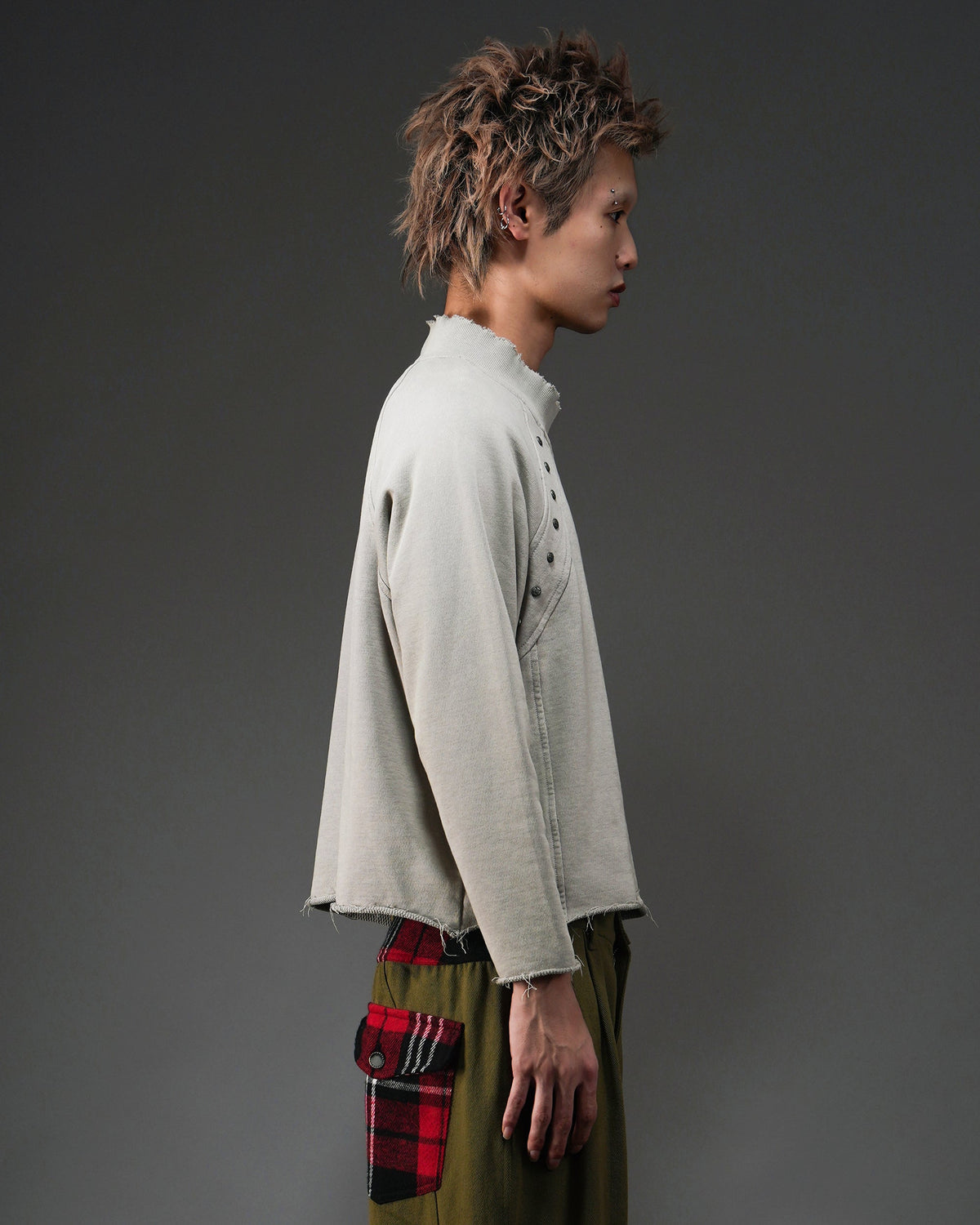 Raw Edge Destroyed Snow-Washed Hoodie GRY