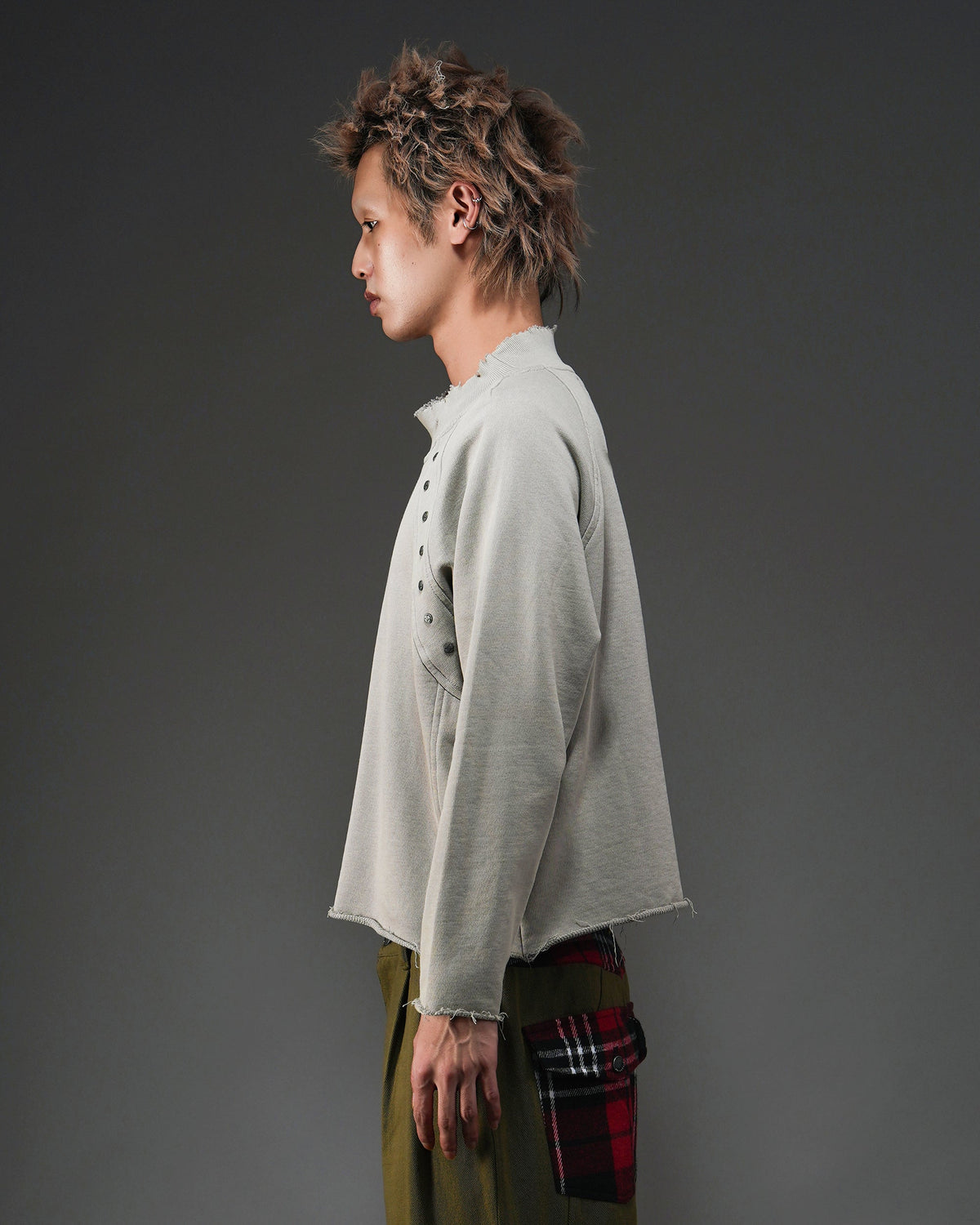 Raw Edge Destroyed Snow-Washed Hoodie GRY