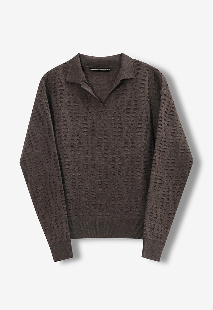 Crash-Finish Knit Polo Shirt