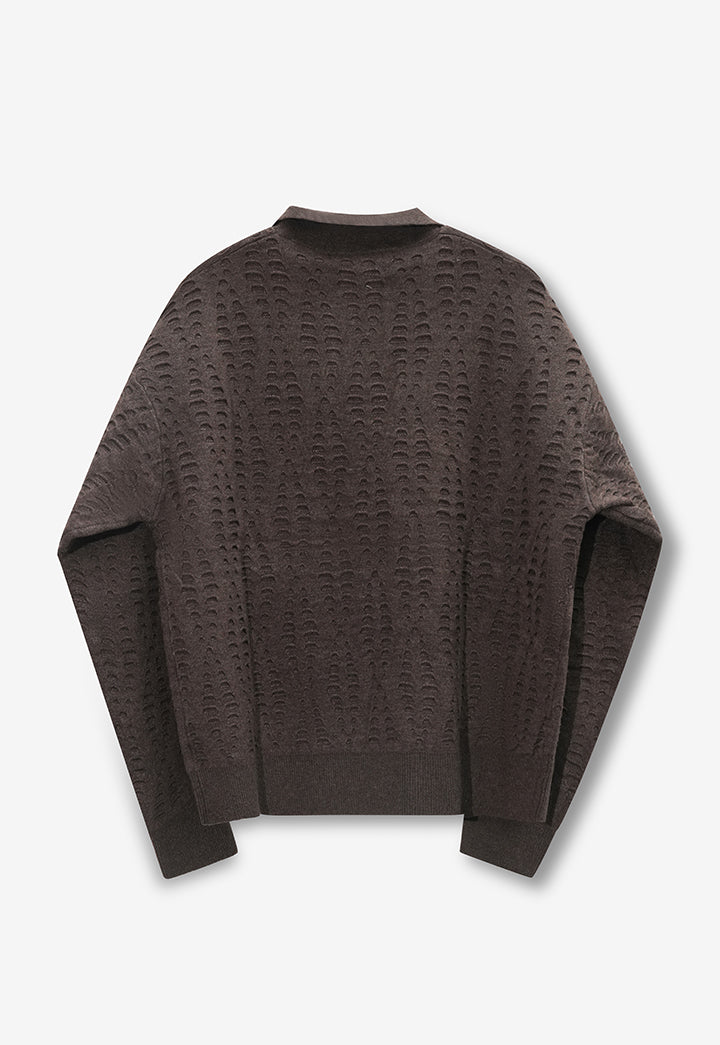 Crash-Finish Knit Polo Shirt