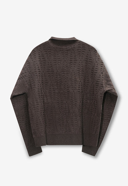 Crash-Finish Knit Polo Shirt