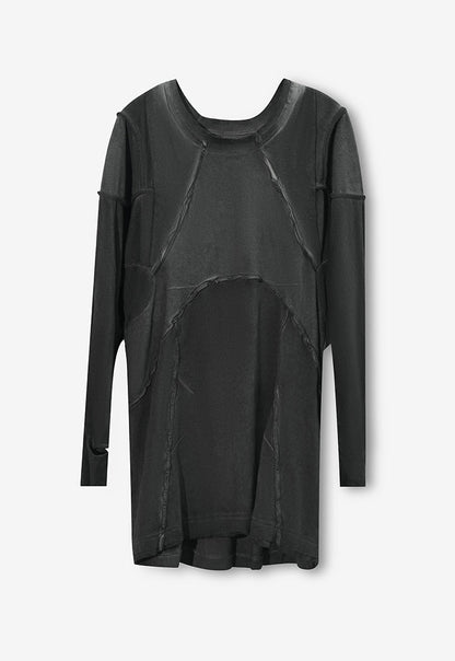 Multi-Panel Washed Loose Long Sleeve T-Shirt