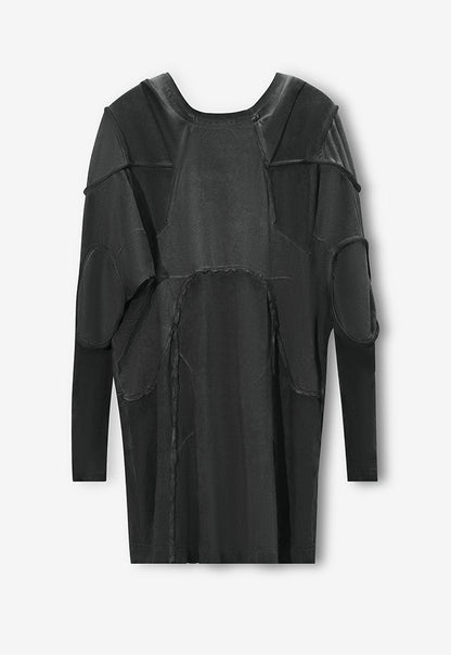 Multi-Panel Washed Loose Long Sleeve T-Shirt