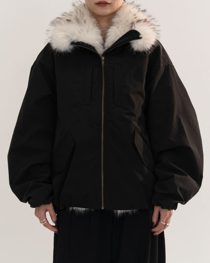 【予約販売1月中旬配送予定】MEI. FUR COLLAR BLOUSON BLACK