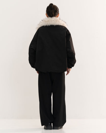 【予約販売1月中旬配送予定】MEI. FUR COLLAR BLOUSON BLACK