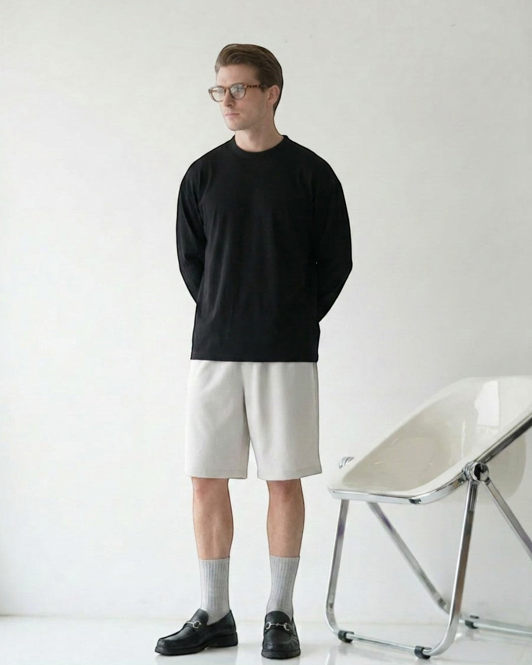 BASIS Pima Cotton DRAGO L/S T-Shirt ブラック クルーネック 長袖 ピマコットン製