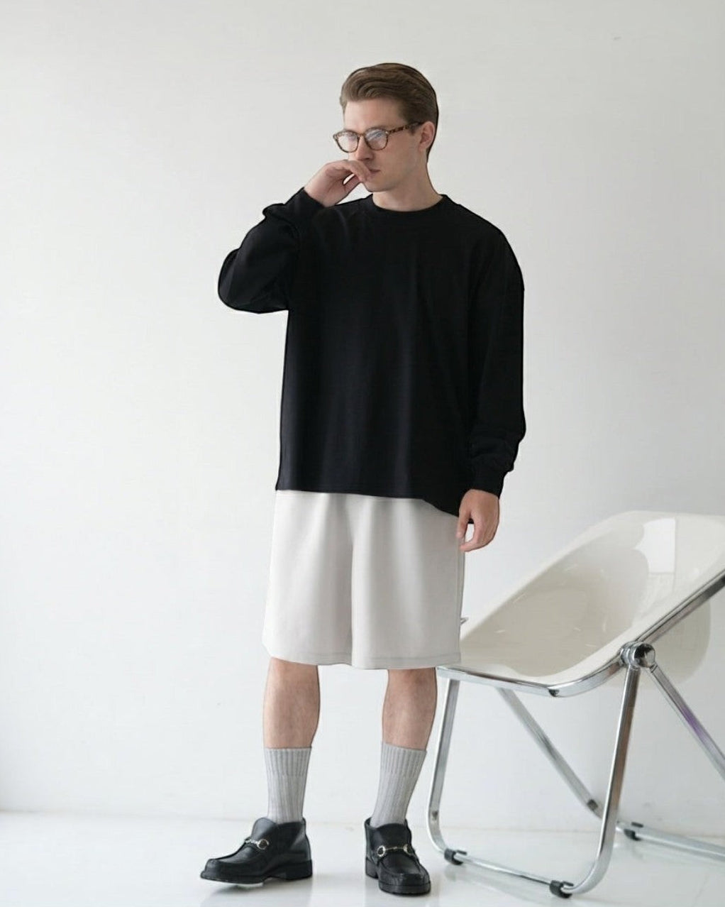 BASIS Pima Cotton DRAGO L/S T-Shirt ブラック クルーネック 長袖 ピマコットン製
